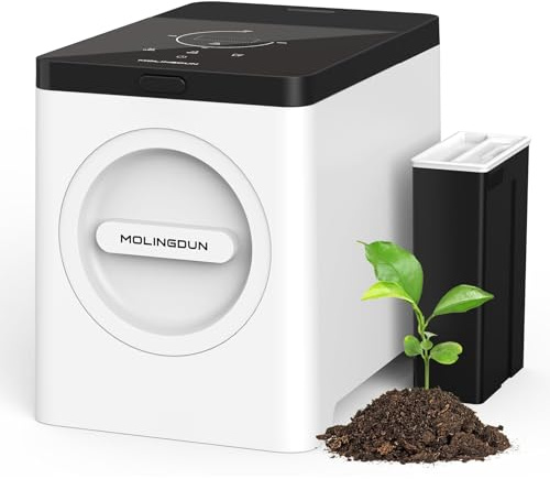 MOLINGDUN - 3 Liter Electric Composter for Kitchen, Compost Container, One-Touch Smart Model Handle, with Triple Grinding Blade, Carbon Filter, Auto Clean