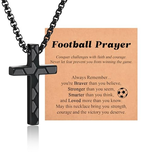 Shuxin Football Gifts for Boys, Boys Football Cross Chain Necklace | Birthday Christmas Graduation Christening Presents for Teenage Boy, Xmas Stocking Fillers for Son Grandson Nephew