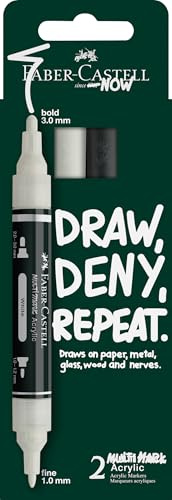 FABER-CASTELL - Multimark Acrylic Marker Set, 2 Farben | 2 Acrylmarker mit Doppelspitze, wasserfest und schnelltrocknend