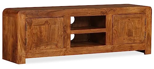 mtlskopl TV Lowboard 120x30x40 cm Massiv Akazie Honig Optik Modernes Sideboard ohne Griffe, Sofort Einsatzbereit für Wohnzimmer, Schlafzimmer & Büro