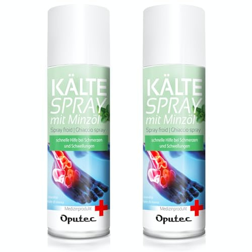 2 x 400ml Oputec Kältespray Eisspray Sport: Erste-Hilfe-Spray bei Sportverletzungen, Schmerzen und Schwellungen (Minze) - Medizinisches Kühlspray für jedes Erste-Hilfe-Set
