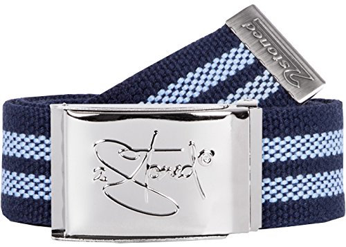 2Stoned Gürtel Hosengürtel mit Flaschenöffner 4cm mit Chromschnalle in Navy-Hellblau für Damen und Herren