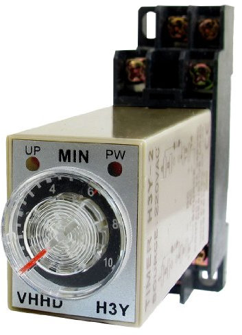 sourcing map AC 220V 0-10 minutes minuterie 10m temps retard à alimentation broche 8 relais H3Y-2 avec prise