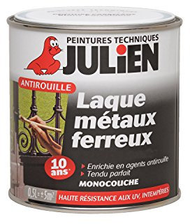Julien Peinture Féricolor - Laque antirouille pour métaux ferreux - Mat Noir Ferronnerie 0,5L