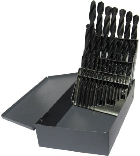 Drill America 29-teiliges Schnellarbeitsstahl-Bohrer-Set (1/16 Zoll – 1/2 Zoll x 64 mm), DWDST-Serie