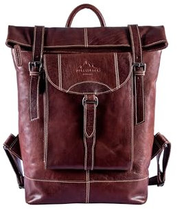 Alpenleder Rucksack MOUNTAINSIDE – Echt Leder Rucksack – Elegant braun vintage Daypack perfekt für Arbeit, als Reiserucksack oder Freizeit Sport wie Wandern (45 x 30 x 15cm, 20L, Brandy)