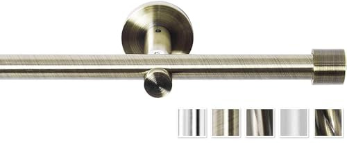 Rollmayer Gardinenstange Ø 16mm Crux Gold 240cm 1-läufig | Glänzend metall, Für Ösenvorhang, Ohne Ringe, Modern