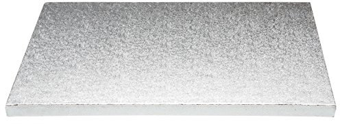 Piatto SottoTorta Rigido Vassoio Rettangolare 40 x 50cm - Cake Board Argentato - H 1,2cm- Ideale per trasportare e Portare Torte Decorate con Il Cake Design o sculture in Pasta di Zucchero