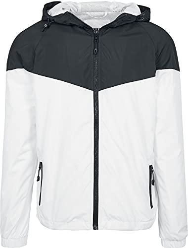 Urban Classics Herren Jacke 2 - Tone Tech Windrunner TB2107, Gr. Large (Herstellergröße: L), Mehrfarbig (Black/White 00050)