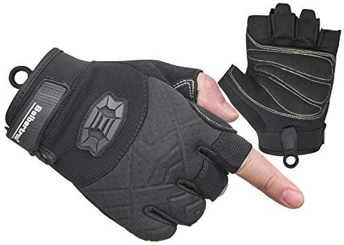 Seibertron Half Finger Padded Palm Lightweight Breathable Climbing Rope Handschuhe/Kletterhandschuhe for Kletterer, Klettern, Rettung, Abenteuer, Segeln, Kajakfahren, Sport imFreien Black L