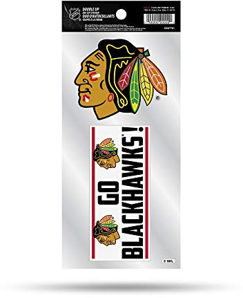 NHL Rico Industries Double Up Die Cut 2-teiliges Stickerbogen, Chicago Blackhawks