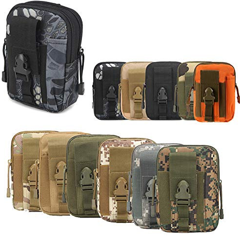 ZhaoCo Sac Tactique Ceinture, Sacoche Ceinture Nylon Molle EDC Gadget Utilitaire téléphone cellulaire pour Randonnée Voyage Sport Plein-air Noir #2