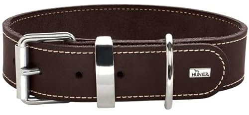 HUNTER AALBORG SPECIAL Hundehalsband, Leder, strapazierfähig, komfortabel, 45 (S), dunkelbraun