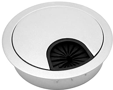 MroMax 5,1 cm Schreibtischdurchführung, Zinklegierung, 51 mm, Kabellochabdeckung, Kabeldurchführung, Kabeldurchführung, Organizer für Zuhause, Büro, Schreibtisch, Kabelschnur, Perlsilber, 1 Stück