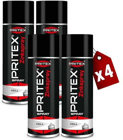 PRITEX Zinkspray Dunkel 4x 400ml, Rostschutz Grundierung bis +500°C