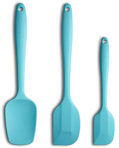 Silicone Spatula 3-Piece Set, Ergonomic Handle High Heat-Resistant Spatulas, Non-Stick Rubber Spatulas with Stainless Steel Core, Light Blue