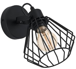 EGLO Wandlampe Tabillano, 1 flammige Deckenlampe Vintage, Industrial, Wandleuchte innen aus Stahl, Wohnzimmerlampe, Flurlampe in Schwarz, Spot mit E27 Fassung