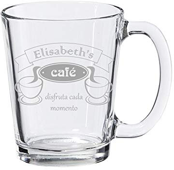 Taza de café, taza de vidrio transparente, personalizada con grabado - estándar