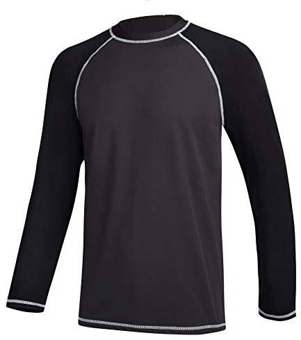 LBL Leading the Better Life T-Shirt Homme Anti-UV Protection Solaire UPF50+ Séchage Rapide pour Les activités extérieurs Noir et Gris 2XL