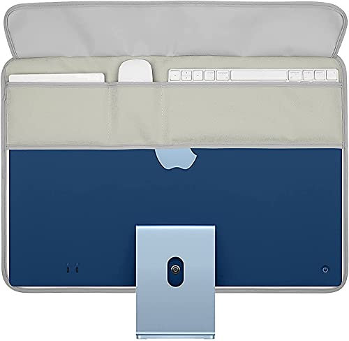 WESAPPINC Computermonitor Staubschutz für iMac 24 Zoll (61 cm), PU-Leder Schutzhülle Staubschutz Hülle mit Rückentasche kompatibel mit iMac 24 Zoll (61 cm), Grau)
