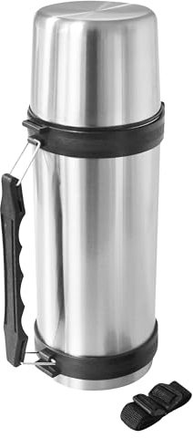 Portable Stainless Steel Vacuum Handle Thermos Insulated Leakproof Flask Large Drinking Water Bottle Unbreakable for Traveling, Hiking, Camping, Silver (1.5 L)