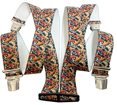 Generisch Bretelles en forme de poisson | Carpe koï | Autriche Vie | Design poisson | | | Unisexe | 4 clips métalliques solides | 35 mm de large | 110 cm de long | Vienna Fashion.at (carpe koï)