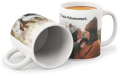Tasse personalisiert mit Name und Foto I Fotogeschenk mit Wunschbild I Kaffeetasse weiß aus Porzellan selbst gestalten