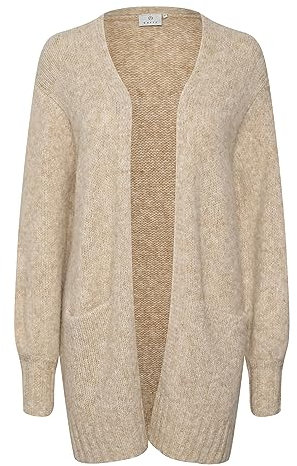 KAFFE Strickjacke KAalioma Damen Strickjacke Casual Lässiger Langarm Cardigan mit Taschen Sand Dollar Melange XXL