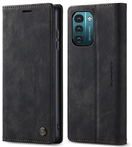 PaceBid Hülle Kompatibel mit Nokia G21 / Nokia G11, Retro Luxus Leder Schutzhülle mit Kartenfächer, Magnetisches Flip Handyhülle für Nokia G21/G11 -Schwarz