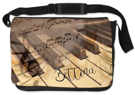 DRUC KLAUS Personalisierte Notentasche Klavier – Umhängetasche für Noten mit deinem Namen - einzigartiges Musikaccessoire für Pianisten