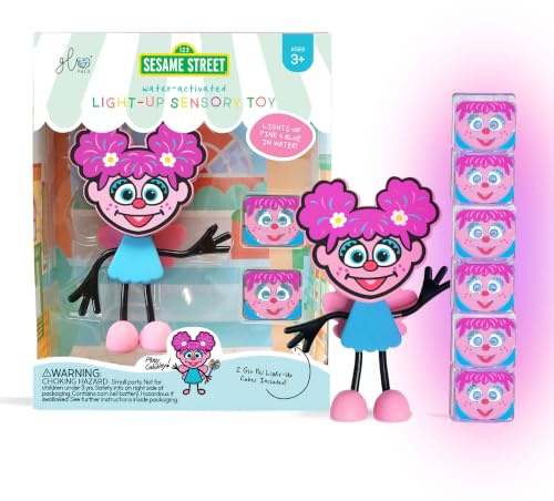 Glo Pals X Sesamstraße Abby Cadabby Wasseraktiviertes Badespielzeug mit 6 wiederverwendbaren Leuchtwürfeln für sensorisches Spielen