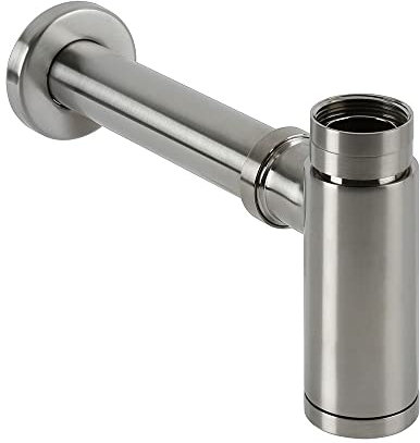 Milano Hunston Modern Exposed Bottle Trap for Wall Hung Washstand Basin - Brushed Nickel