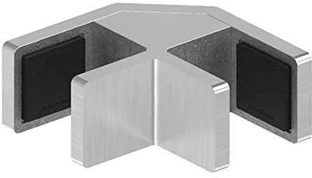 STEINBACHER© | Acier inoxydable Pince à verre d'angle 90° / Aligneur de verre pour balustrade tout verre, V2A
