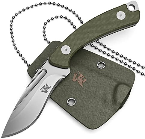Wolfgangs VERITI Neck Knife Messer - inklusive Kydex Scheide und Kugel Halskette zum umhängen - Mini Survival Outdoor Messer für jeglichen Gebrauch