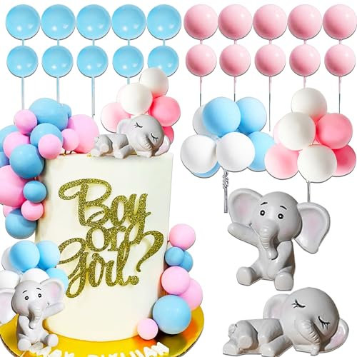 JeVenis Elefant Babyparty Kuchendekoration Junge oder Mädchen Tortenaufsatz Geschlecht offenbart Kuchen Topper Elefant Babyparty Party Supplies Geschlecht Reveal Party Supplies