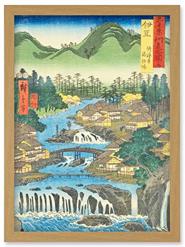 Artery8 The Hot Springs of the Shuzen Temple Izu Province Utagawa Hiroshige Japanese Woodblock Artwork Framed Wall Art Print A4