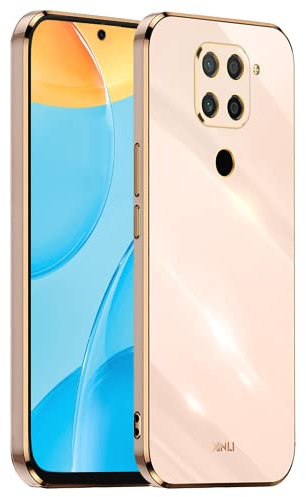 EASSGU Marco Electrochapado Funda para Redmi Note 9 (4G) (6.53 Inches) Carcasa Protectora de Color de Silicona TPU Suave - Rosado
