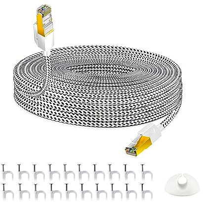 HuLuWa Cable Ethernet Cat7 15m,10Gbps,conector RJ45 chapado en oro,ideal para largas distancias, compatible con varios dispositivos,diseño resistente a la tracción,más rápido que Cat5/Cat5e/Cat6