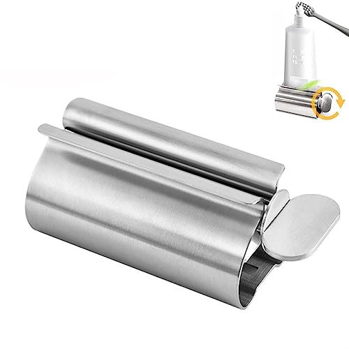 Exprimidor de Pasta de Dientes Acero Inoxidable, Soporte Pasta de Dientes Exprimidor, Exprimidor Tubos Pasta Dientes, Toothpaste Squeezer, para Lavado de Cara, Crema de Manos, Pomada (Plata)