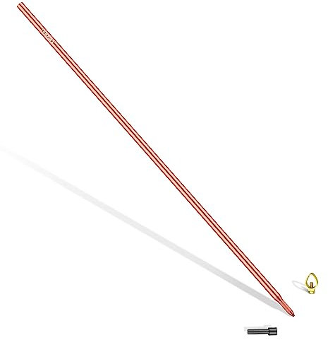 Nucraft Terriccio per terra di terra, diametro 20 mm, acciaio al carbonio, 0,2 mm, rivestimento in rame rosso con morsetto, set da 1 m, 3 m, 4 m, composizione (SET 1 m Ø20, 1 x 1000 mm)