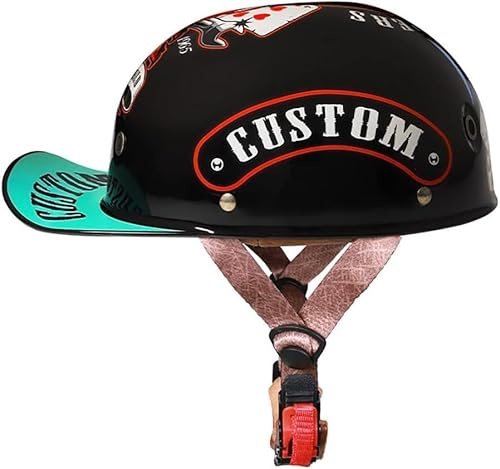 XRDSHY Halbschalenhelm Mit ECE-Zulassung Vintage Motorradhelm Baseball Cap Cruiser Chopper Scooter Helm Herren Retro Motorrad Halbhelm Damen Mofa Helm