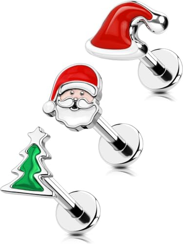OUFER Helix-Piercings, 16 g, Innengewinde, Tragus, Conch, Labret, Ohrstecker, Knorpel, Ohrstecker, flache Rückseite, Chirurgenstahl, Monroe, Lippen-Ringe, oben, unten, für Damen und Herren, Geschenk,