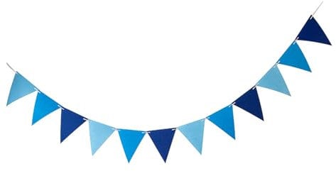Blau Wimpelkette.Blau Wimpel.12 dreieckige Fahnen pro Banner,Filzbanner für Geburtstags Feier Hochzeit Dekoration (2,5m)