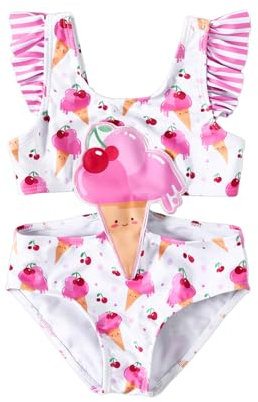 PATPAT Costume Piscina Bambina Costume Intero Bambina - Stile Cut-out per Estate Animali Vacanze Nuoto e Mare Fuori, Costume Bambina, Costume da Bagno Bambina, Costume Mare Bambina 5-6 Anni 110-116cm