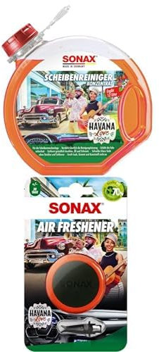 SONAX ScheibenReiniger Konzentrat Havana Love (3 Liter) | Art-Nr. 03934000 + SONAX Air Freshener Havana Love (1 Stück) Art-Nr. 03680410