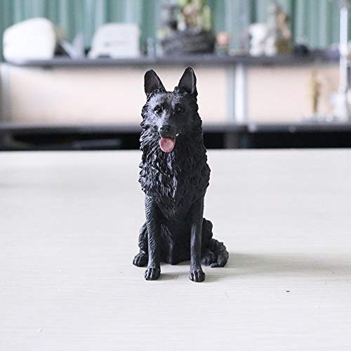 Figuren Geschenk zur Dekoration Statue Skulpturen Ornamente Simulation Deutscher Schäferhund Modell Demu Wolf Hund Schwarzer Rücken Autodekoration Kunstharz Kunsthandwerk Sitzend Reines Schwarz