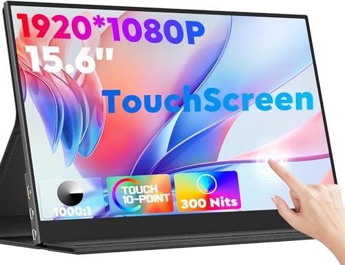 ZSCMALLS 15.6 Portable Touch Screen 1080P 60Hz Laptop 1920P×1080P Touch Screen with HDR 100% sRGB 1000:1 Ultra Thin Eye Care External Travel Monitor