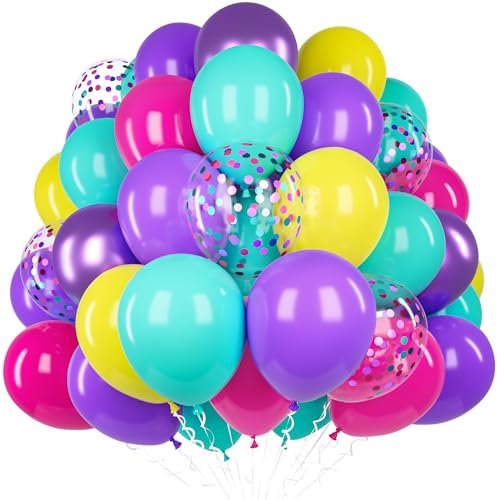 Unisun Palloncini Arcobaleno, 60 pezzi 12 pollici, diversi colori tra cui palloncini di coriandoli, ideali per compleanni, baby shower, anniversario, carnevale, decorazione per feste, Unisex-giovanile