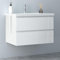 Biubiubath Badezimmermöbel 80cm Mineralguss Waschtisch mit Unterschrank Badmöbel Set Badezimmerschränke mit 2 Soft-Close Schubladen Hochglanz Weiß