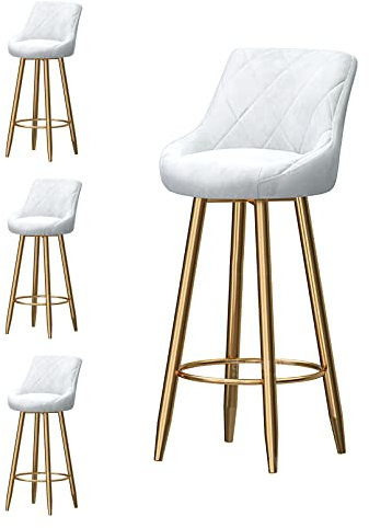 GZDZ Lot de 4 chaises de bar rembourrées en velours avec dossier, pieds en métal doré, hauteur d'assise 65 cm (noir, 65 cm)